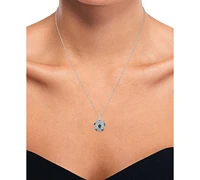 Black & White Diamond Accent Soccer Ball Pendant Necklace in Sterling Silver, 16" + 2" extender
