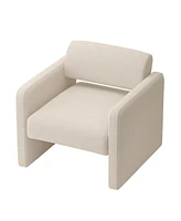 Lovmor stripe single sofa chair, upholstered comfortable chair with armrests,Beige (30.9"30.51"30.11")