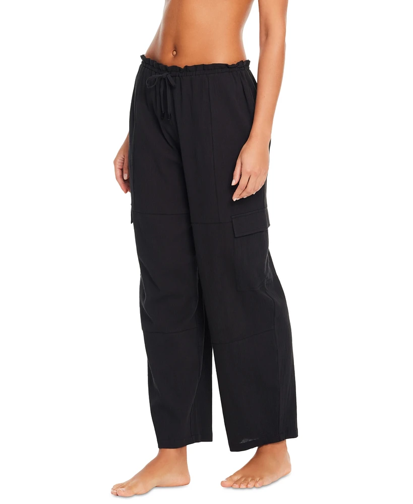 Sanctuary Women's Coastal Covers Crinkle Cotton Baggy Barrel Cargo Pants