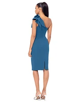 Betsy & Adam Women's Asymmetric Ruffled Sleeveless Sheath Dress