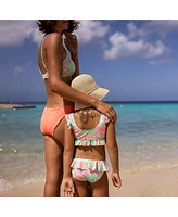 Snapper Rock Little Girls Coastal Shells Sustainable Frilled Crop Bikini