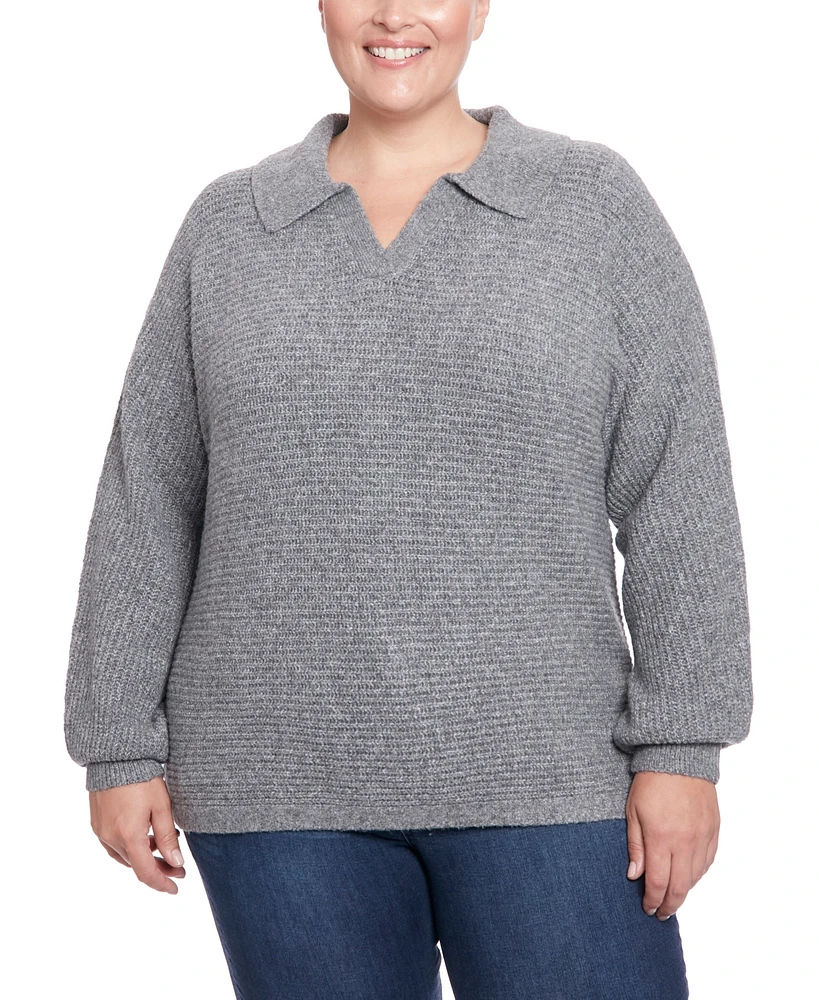 Joseph A Plus Ribbed Johnny Collar Dolman Sweater