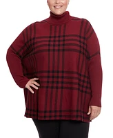 Joesph A Plus Plaid Turtleneck Poncho Sweater