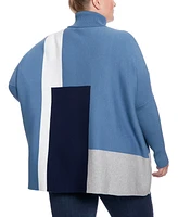 Joesph A Plus Colorblock Turtleneck Poncho Sweater