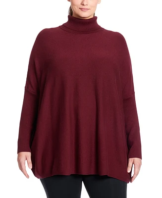 Joseph A Plus Sized Long Sleeve Turtleneck Poncho Sweater