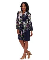 Jessica Howard Petite Pleated Floral-Print Shift Dress