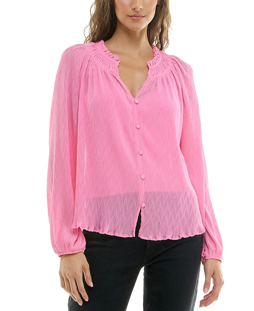 Bcx Juniors' Ruffled Split-Neck Blouse