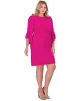 Jessica Howard Plus Bell-Sleeve Side-Ruched Dress