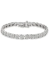 Diamond Cluster Tennis Bracelet (1 ct. t.w.) in Sterling Silver