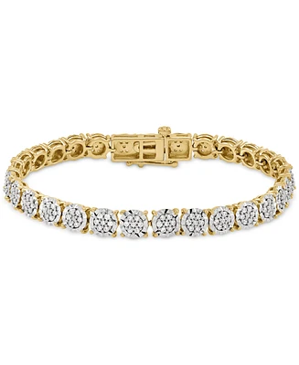 Diamond Cluster Tennis Bracelet (1 ct. t.w.) in 14k Gold-Plated Sterling Silver