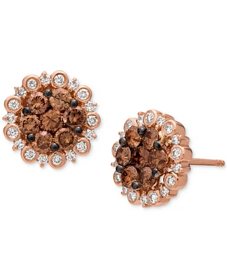 Le Vian Chocolatier Chocolate Diamond & Vanilla Diamond Halo Cluster Stud Earrings (1-3/8 ct. t.w.) in 14k Rose Gold