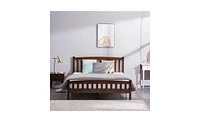Slickblue Walnut Queen Vertical Strip Bed - Modern Design for Stylish Bedrooms