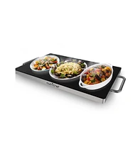 NutriChef Electric Warming Tray with Non-Stick Heat-Resistant Glass Plate, 19.8" x 11.9" Heating Surface - PKWTR45