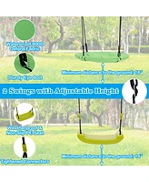 550 Lbs 6-in-1 Patio Kids Swing Set – Climbing Net, Ladder & Basketball Hoop
