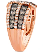 Le Vian Chocolate Diamond & Nude Diamond Multirow Crossover Statement Ring (1-5/8 ct. t.w.) in 14k Rose Gold