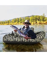 Hongge Inflatable Float Tube with Fish Ruler, Rod Holder, and Storage Pockets