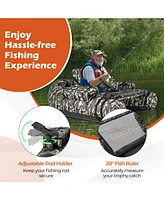 Hongge Inflatable Float Tube with Fish Ruler, Rod Holder, and Storage Pockets