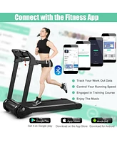 Hongge 3HP Electric Folding Treadmill with Bluetooth Speaker-Silver