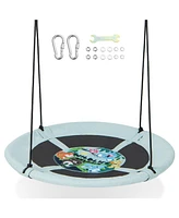 Hongge 40 Inches Saucer Tree Swing with Adjustable Hanging Ropes and 900D Oxford Fabric