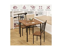 gaomon Dining Table Set for 2, Kitchen Table and Chairs with Wine Rack, 3 Piece Square Dining Room Table Set Brown