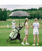 Hongge Folding 3 Wheels Golf Push Cart with Bag Scoreboard Adjustable Handle-Green