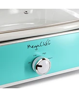 Megachef 3.5 Quart Casserole Slow Cooker with 3 Temperature Settings in Turquoise