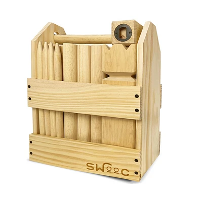 Swooc Swooc- Kubb Yard Game Set - Premium Hardwood Viking Chess Set w/ Wood Crate - For Adults & Kids - Backyard Size Kubb Game