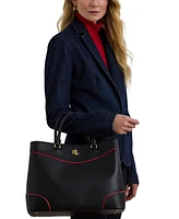 Lauren Ralph Two-Tone Leather Large Marcy Satchel