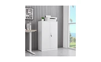 Slickblue Metal Storage Cabinet with Locking Doors and Adjustable Shelf – Folding Filing Locker for Home, Office, School, Garage