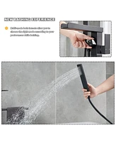 Flynama Single Handle Free Standing Waterfall Tub Filler Bathroom Tub Faucet with Handheld Shower in Matel Black