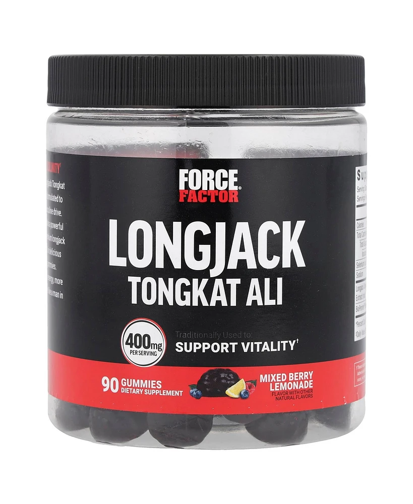 Force Factor Longjack Tongkat Ali Gummies Mixed Berry Lemonade 400 mg