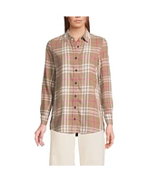 Lands' End Petite Flannel Boyfriend Fit Long Sleeve Shirt