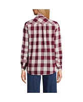 Lands' End Petite Flannel Boyfriend Fit Long Sleeve Shirt