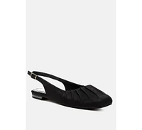 Rag & Co Cheeni Satin Square Toe Flat Slingbacks