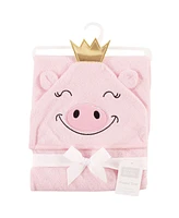 Hudson Baby Infant Girl Cotton Animal Face Hooded Towel, Pig, One Size