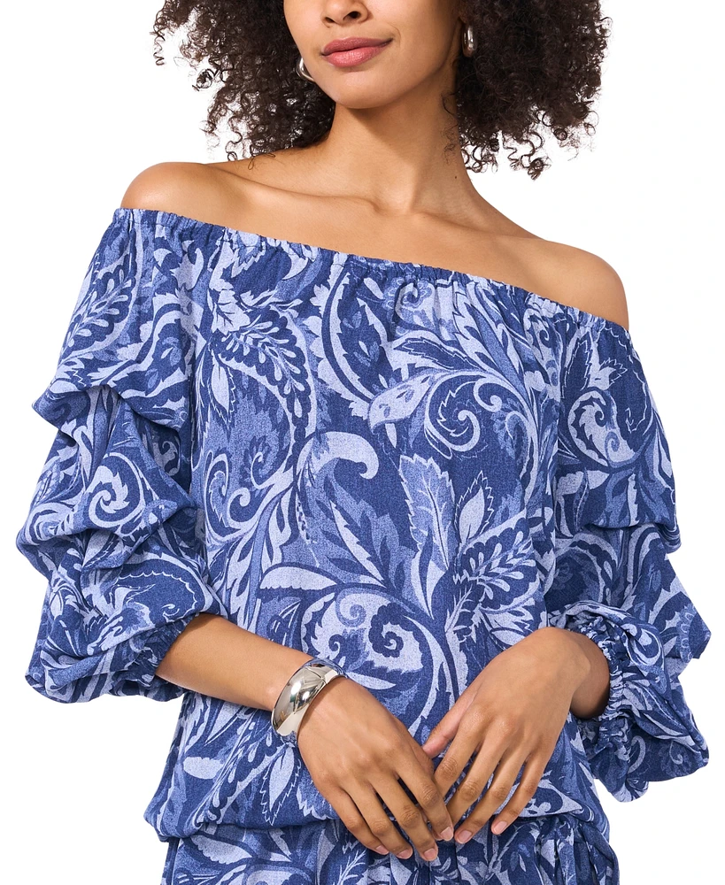 Vince Camuto Women's Printed Off-The-Shoulder Top