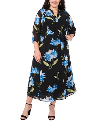 Vince Camuto Plus Floral-Print Maxi Dress