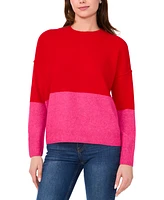 Sam & Jess Women's Colorblocked Crewneck Long-Sleeve Sweater