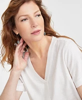 Jm Collection Women's Linen-Blend V-Neck Top, Exclusively at Macy's