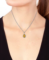 Effy Citrine Oval Rope Frame 18" Pendant Necklace (5-1/2 ct. t.w.) in Sterling Silver & 14k Gold-Plate