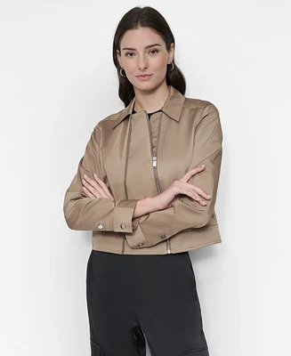 Dkny Women's Satin Zip-Front Jacket