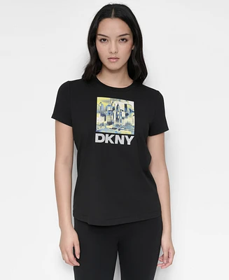 Dkny Women's Colorful City Short-Sleeve Crewneck Tee