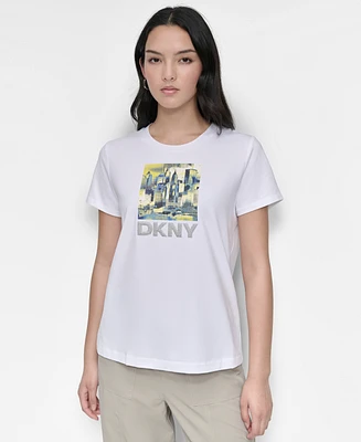 Dkny Women's Colorful City Short-Sleeve Crewneck Tee