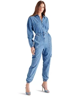 Steve Madden Women's Trista Denim Cargo Jumpsuit