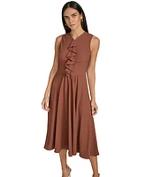 Calvin Klein Women's V-Neck Ruffle-Front Sleeveless Dress