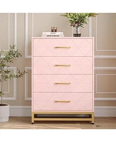 gaomon Dresser For Bedroom With 4 Drawers And Metal Handle,Chest Of Drawers, Sturdy Frame Modern Bedroom Furniture, Wood Dressers With Drawers
