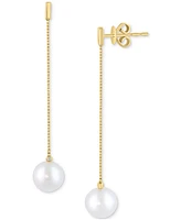 Effy Collection Cultured Freshwater Pearl (7.5MM) & Diamond Accent Drop Earrings in 14k Yellow Gold