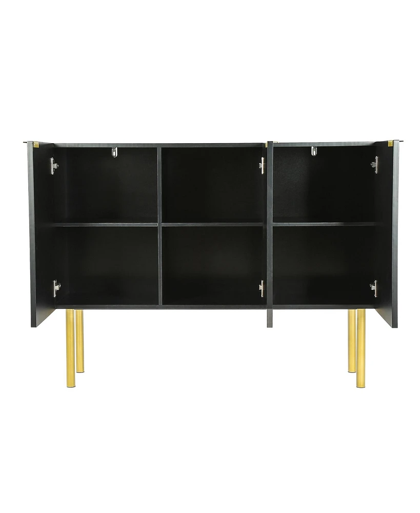 Slickblue Modern Luxury Sideboard Cabinet with Gold Metal Legs, Adjustable Shelves for Living & Dining Rooms