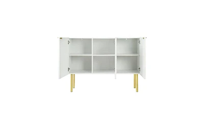 Slickblue Modern Luxury Sideboard Cabinet with Gold Metal Legs, Adjustable Shelves for Living & Dining Rooms