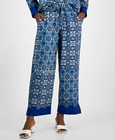 Nautica Jeans Women's Foulard-Print Straight-Leg Pants